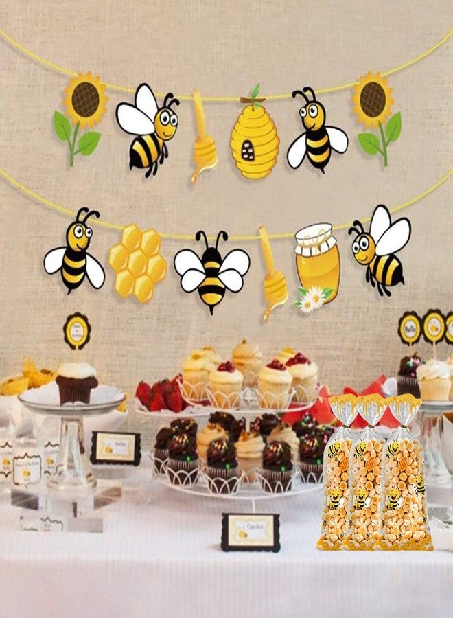 CSTYWC 50PCS Bee Cellophane Treat Bags Yellow Honey Bee Plastic Candy Goodie Bags Party Favor Bags with Twist Ties for Birthday Baby Shower Party Gift Wrapping Supplies - Image 4